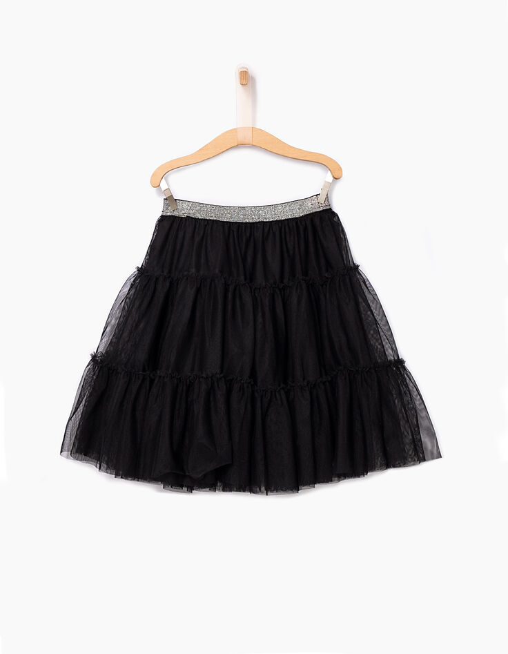 Jupe noire en tulle maxi volume fille-3