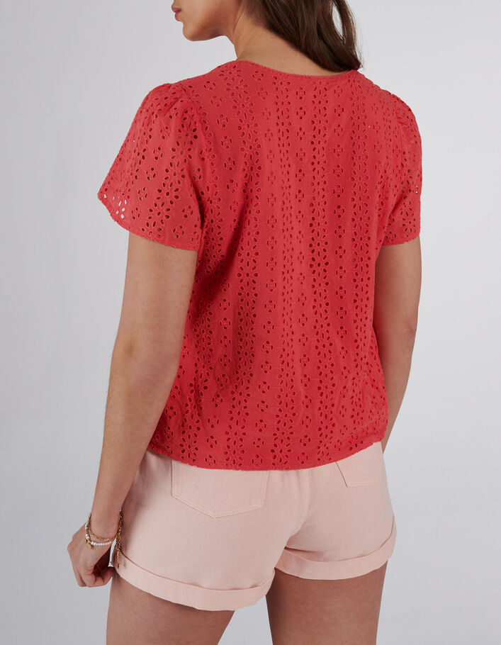 I.Code pink buttoned eyelet embroidery top - I.CODE