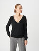 Pull maille tricot noir bijoux esprit militaire femme-3