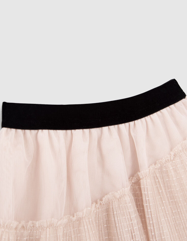 Falda beige tul beige niña-2