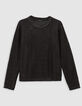 Women's black openwork knit sweater-6