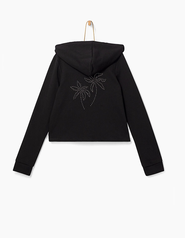 Cardigan noir avec palmiers clous au dos fille-4 Cardigan noir avec palmiers clous au dos fille-4