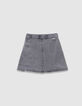 Short skirt in grey pleated denim for girls-3