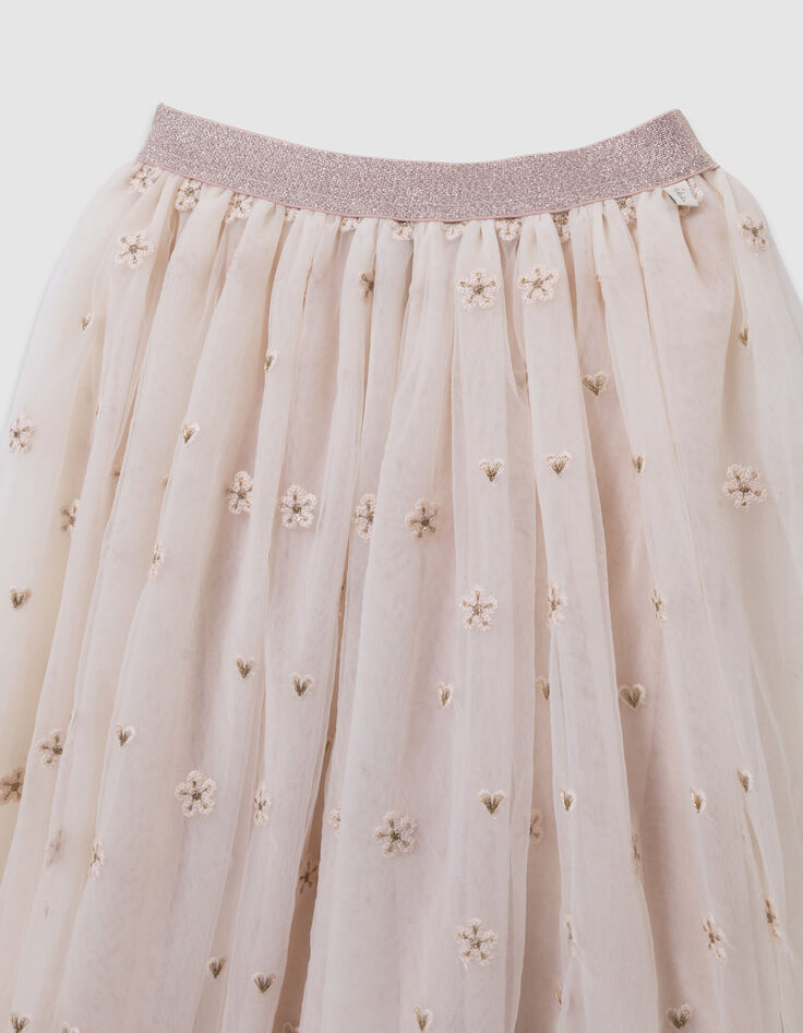 Girl's white tulle midi skirt-3