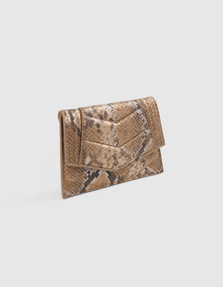 THE 1. SEASONALS Women's gold leather python cardholder-3