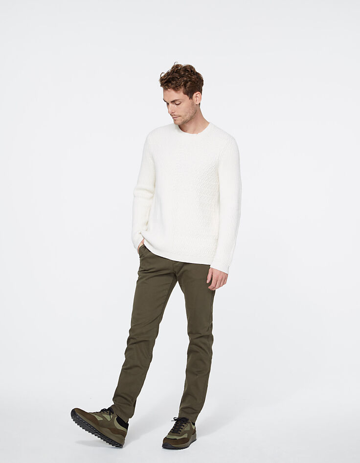 Kaki SLIM fit chino broek Heren-6