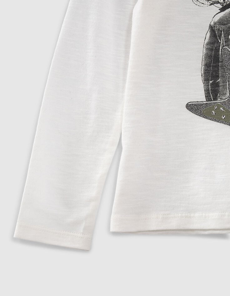 Weißes Mädchen-T-Shirt mit Leo-Rock-Motiv-4