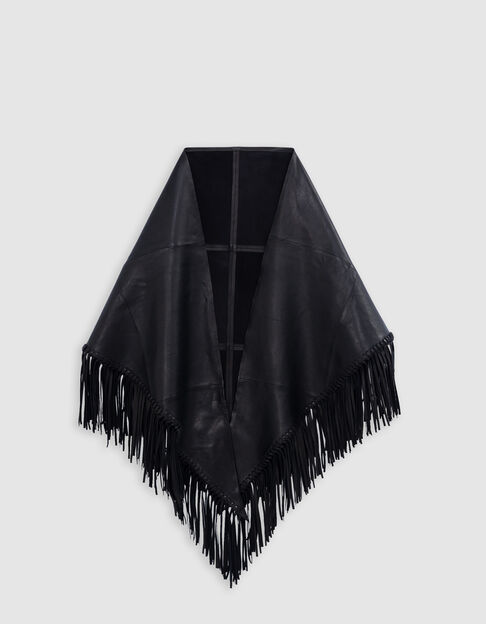 Black leather wrap with fringed edges - IKKS
