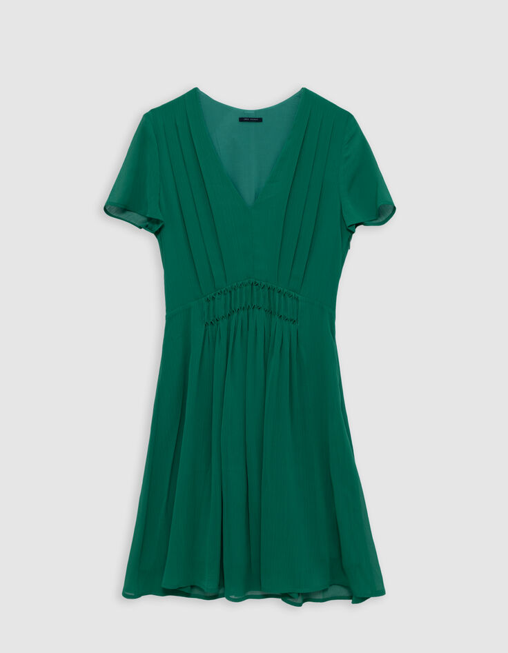 Vestido verde plisado cintura-5