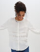 Chemise blanc cassé à bandes dentelle I.Code-1