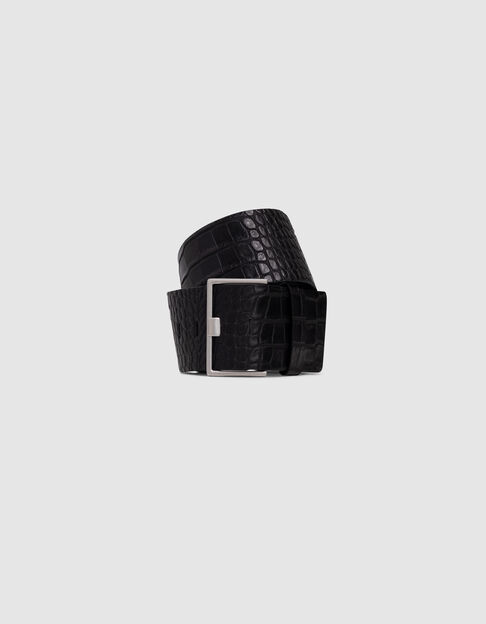 Ceinture robe noire cuir embossé effet croco Femme - IKKS