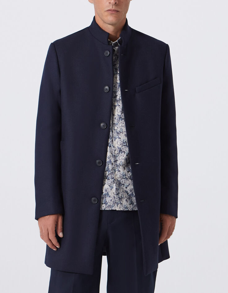 Manteau marine droit upcycl&eacute; Homme-2