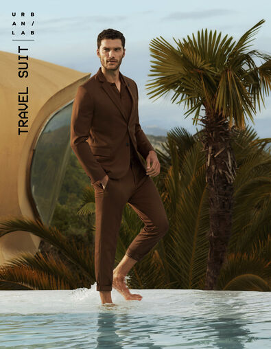 Mokka CROPPED kostuumbroek TRAVEL SUIT Heren - IKKS