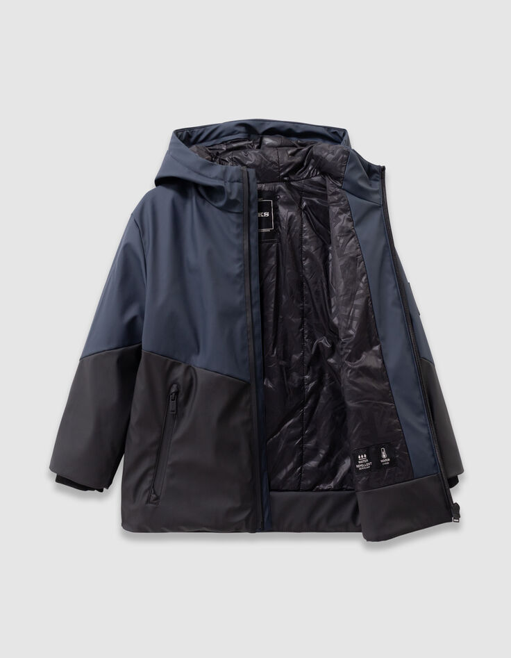 Parka à capuche marine et noire déperlante garçon-4