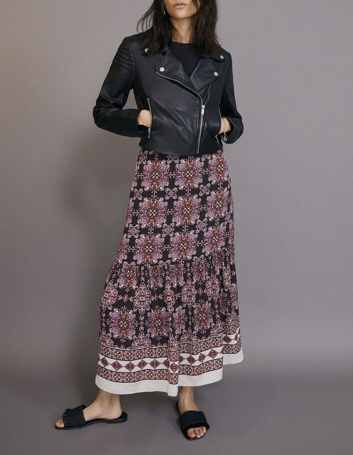 Women’s purple Boho print long skirt - IKKS