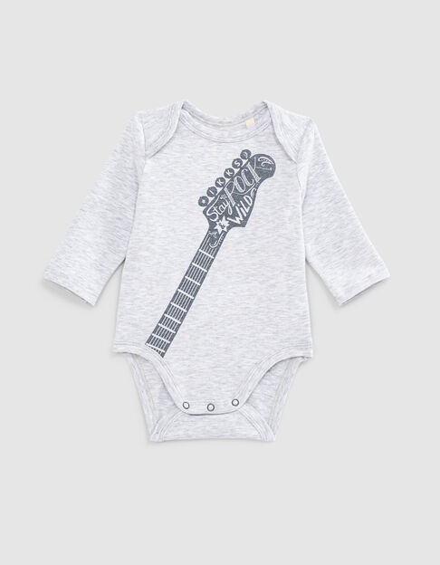 Body mastic chiné visuel guitare en coton bio bébé
