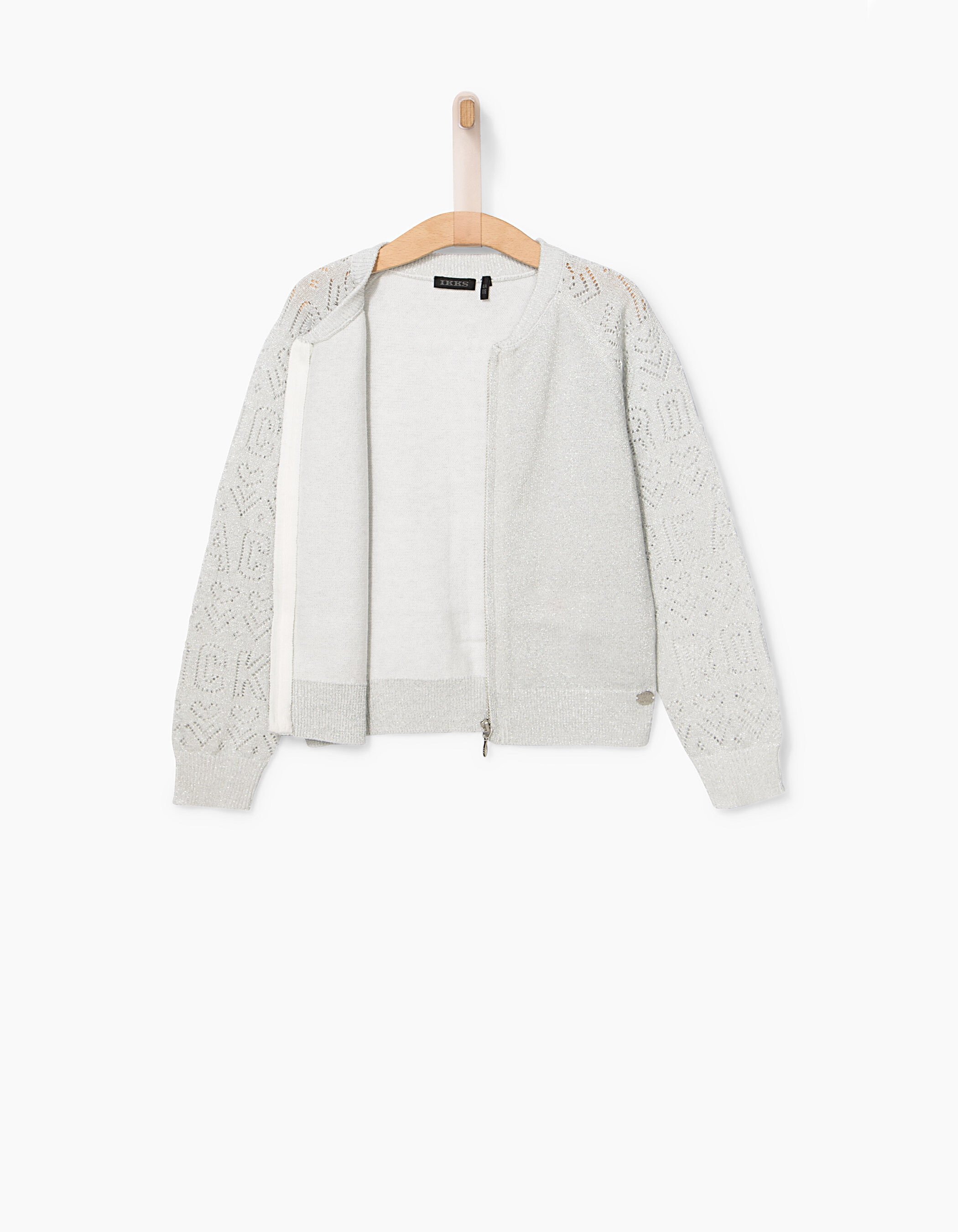 Girls silver cardigan openwork sleeves