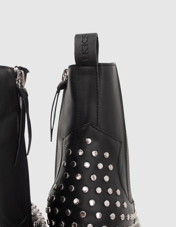 Women’s black all-over studded leather Chelsea boots - IKKS
