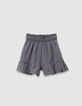 Short marine motif vichy à volants fille-1
