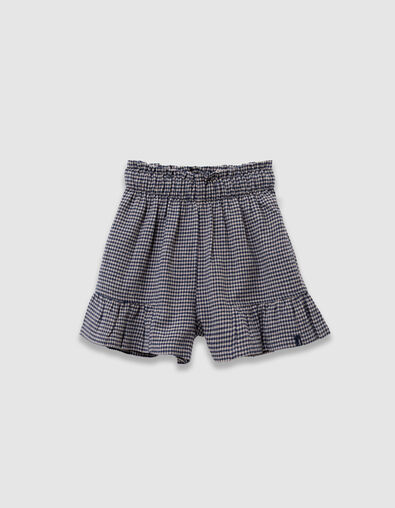 Short marine motif vichy à volants fille - IKKS