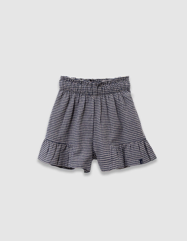 Short marine motif vichy à volants fille-1 Short marine motif vichy à volants fille-1