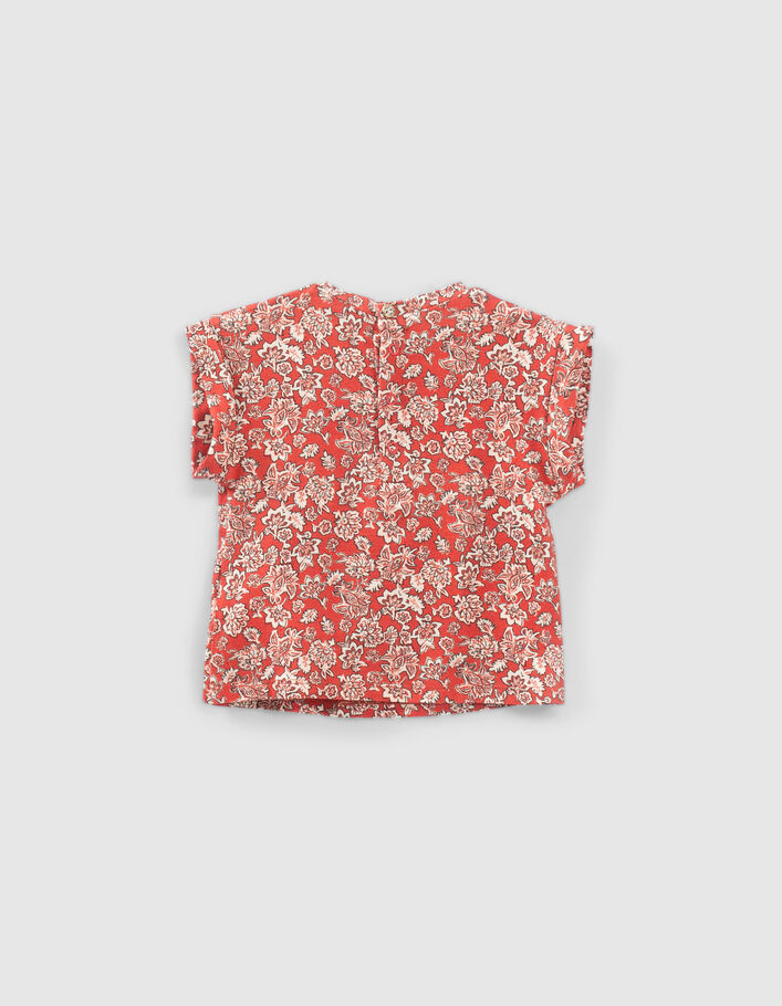 Camiseta roja estampado floral bebé niña - IKKS