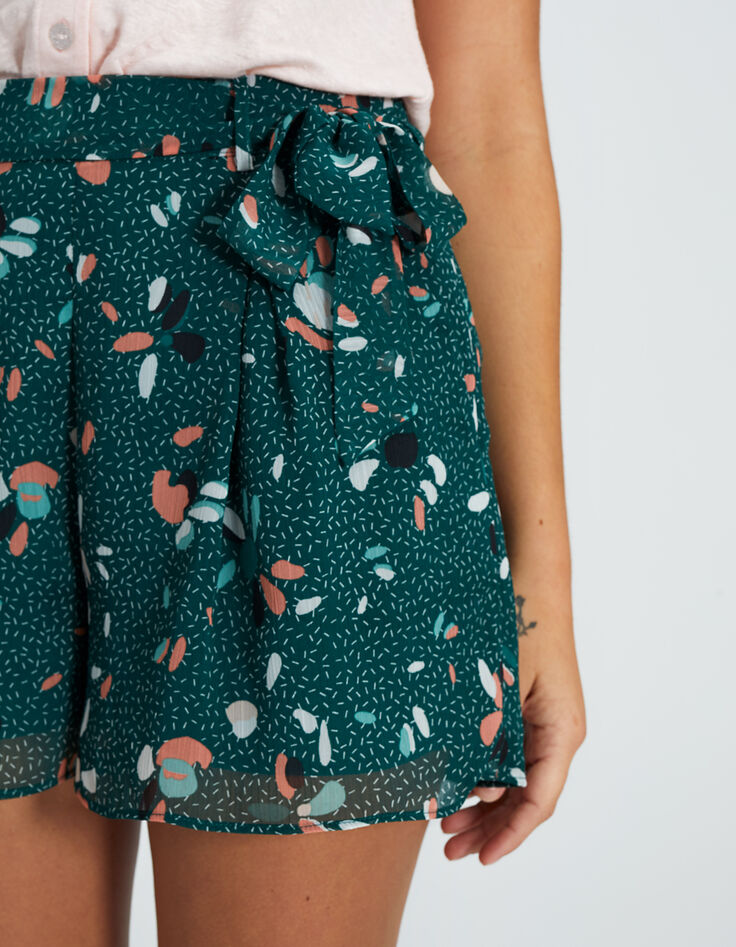 I.Code emerald tachist print minimalist background shorts-2