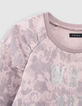 Lichtpaarse sweater tie and dye-print met tekst meisjes-4