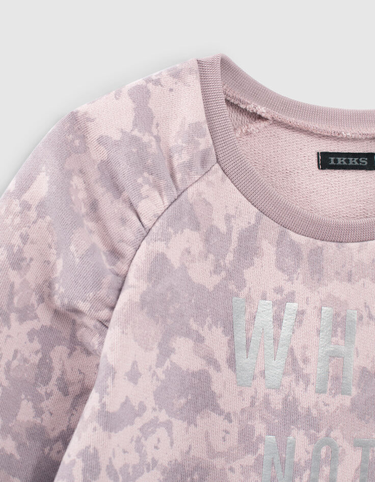 Lichtpaarse sweater tie and dye-print met tekst meisjes-4
