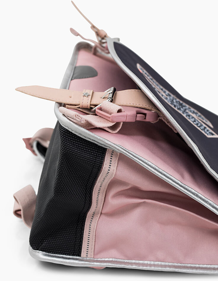 Cartable 41 cm rose poudré et navy K fille-6