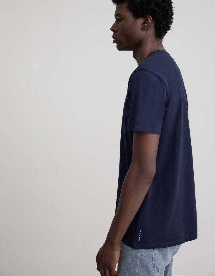 Men’s indigo organic cotton Essential round-neck T-shirt-5