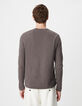 Pull gris tricot flamm&eacute; Homme-3