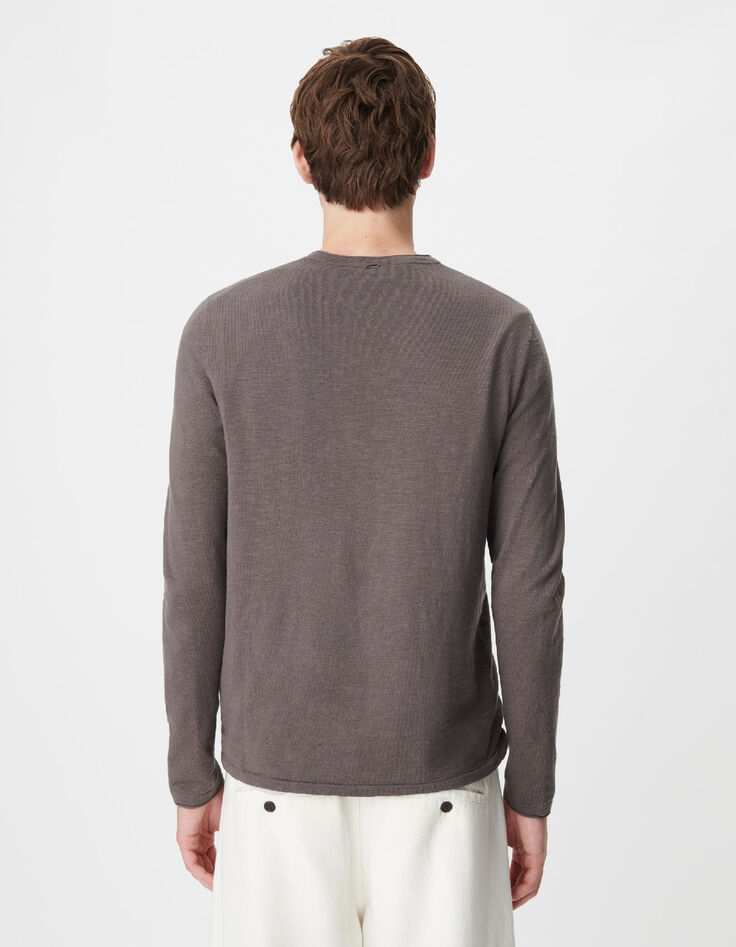 Pull gris tricot flamm&eacute; Homme-3