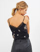 Top lingerie noir imprimé bouquet I.Code-3