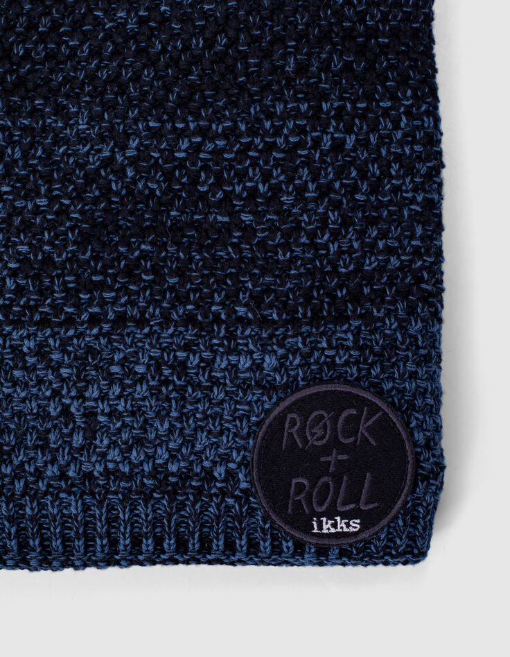 Snood bleu foncé et noir tricot deep dye garçon -3 Snood bleu foncé et noir tricot deep dye garçon -3