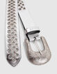 Ceinture cuir silver œillets silver Femme-4