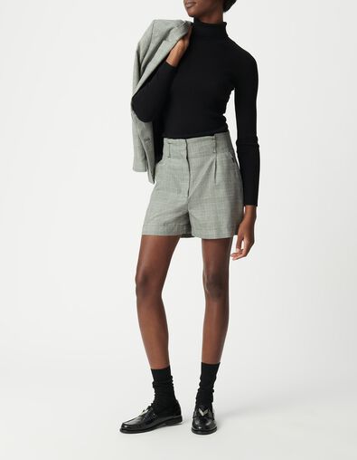 Women's black Prince of Wales shorts - IKKS