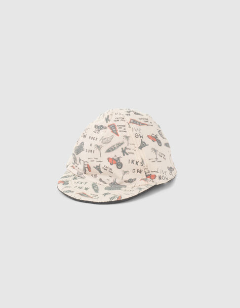 Baby boys' printed beige/grey reversible cap