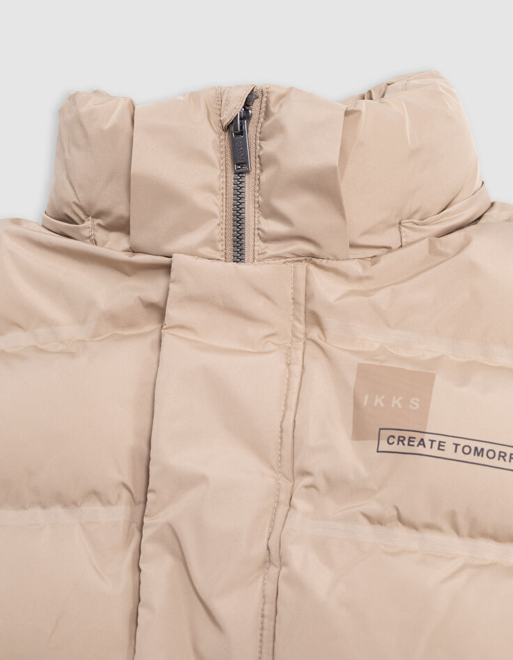 Doudoune beige capuche amovible garçon-2 Doudoune beige capuche amovible garçon-2