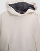 Boy's ecru hoodie, reflective sleeves, embossed slogan-2