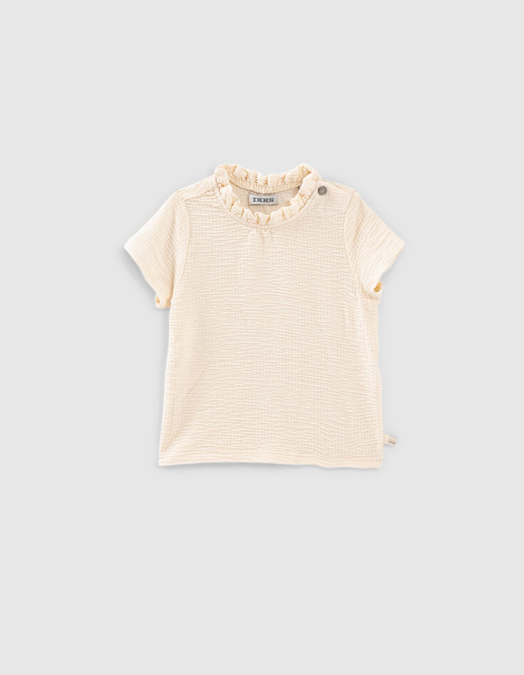 Conjunto peto rosa y camiseta cruda bebé niña-6