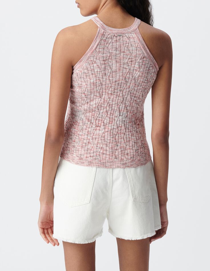 Roze spencer gem&ecirc;leerd fantasietricot-4