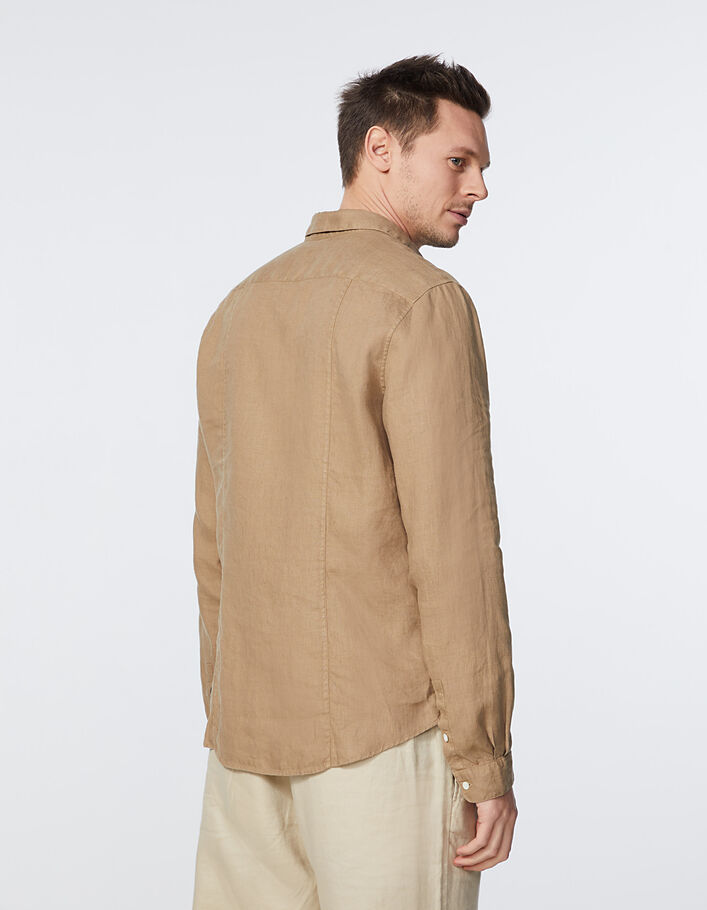 Men’s beige linen SLIM shirt
