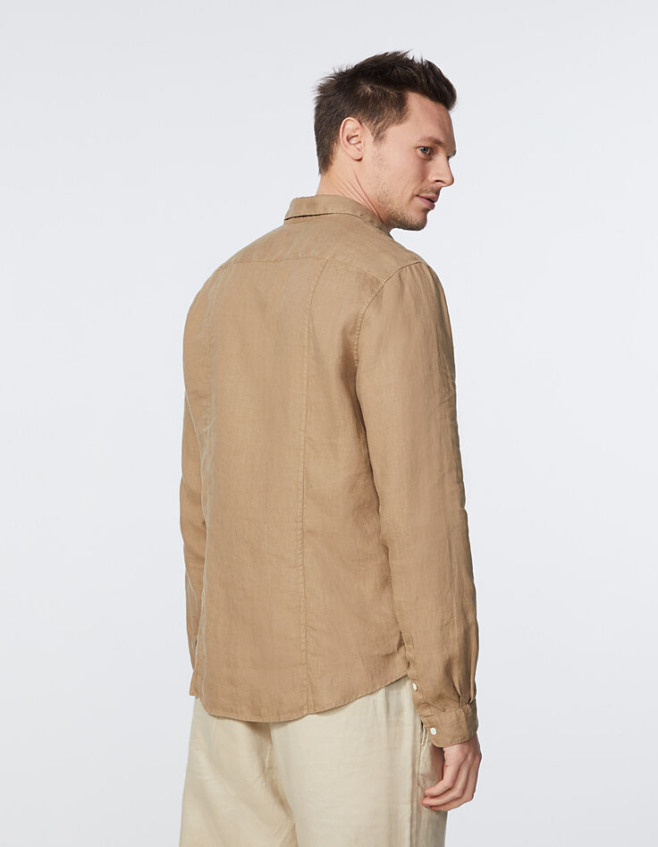 Men’s beige linen SLIM shirt-2 Men’s beige linen SLIM shirt-2