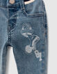 Jean bleu print et ceinture-bord-côte bébé garçon-4
