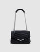 Tasche THE 1- schwarz, Leder, Steppnähte Größe M-2