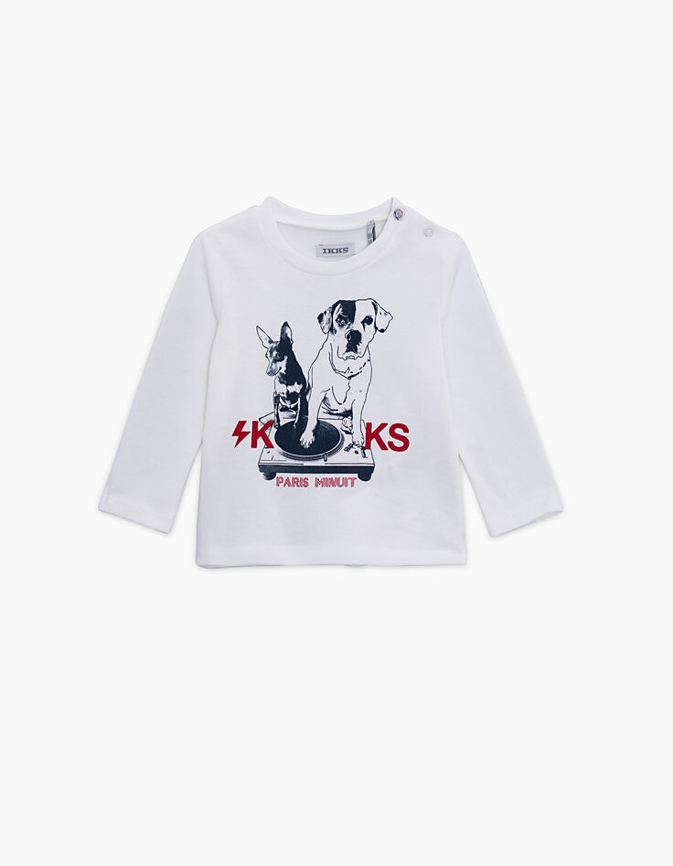 Baby boys' off-white DJ-dog T-shirt -2 Baby boys' off-white DJ-dog T-shirt -2