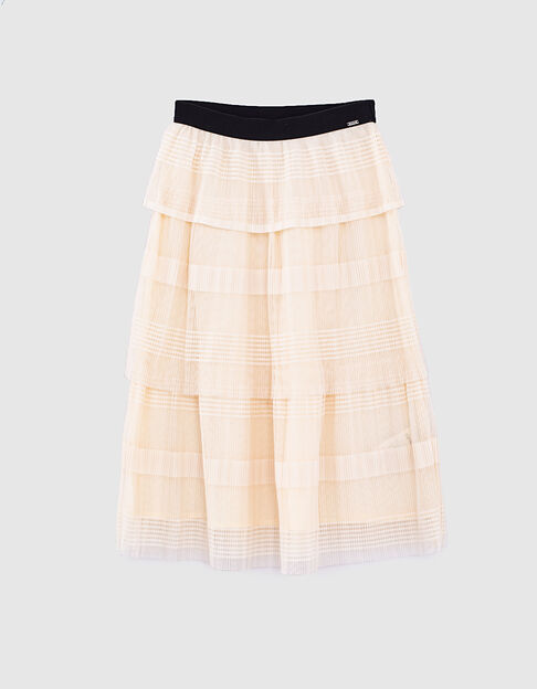 Girls’ ecru pleated long skirt