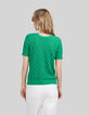 Camiseta menta punto calado mujer-3