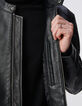 Men's black leather jacket-5